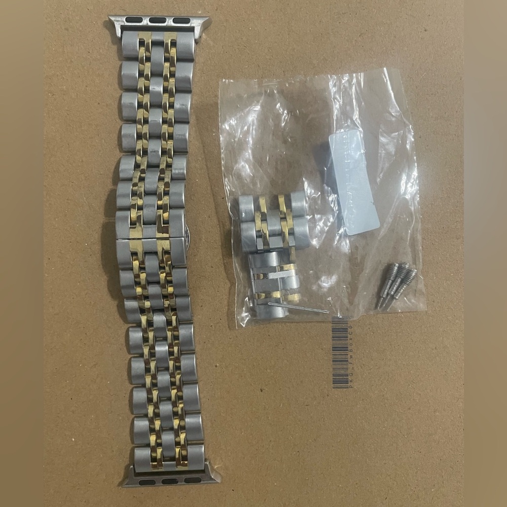 Two-Tone Metal Apple Watch Band with Extra Links